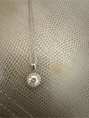 NWT 2ct Moissanite Sterling Silver Halo Pendant Necklace
